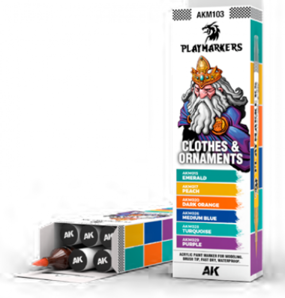 AK-Interactive: Playmarkers -  PLAYMARKERS SET - CLOTHES & ORNAMENTS  (6 Ref.)