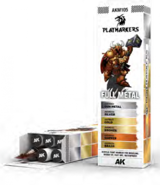 AK-Interactive: Playmarkers -  PLAYMARKERS SET - FULL METAL (6 Ref.)