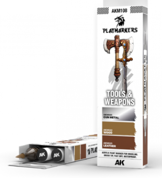 AK-Interactive: Playmarkers -  PLAYMARKERS SET - TOOLS & WEAPONS (3 Ref.)