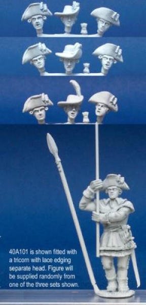Front Rank Miniatures: 40A101 Hunting Shirt - Standard Bearer / Officer With Spontoon Marching 