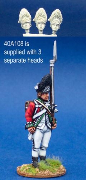 Front Rank Miniatures: 40A108 Fusilier Standing Shouldered Musket - Supplied With 3 Separate He