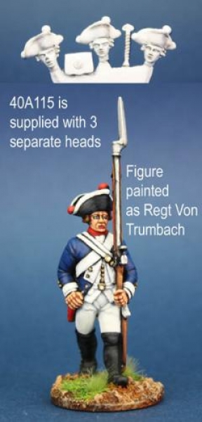 Front Rank Miniatures: 40A115 Hessian Musketeer In Gaiters, Marching (1 figure) (40mm)