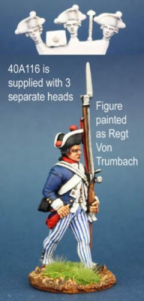 Front Rank Miniatures: 40A116 Hessian Musketeer In Overalls, Marching (1 figure) (40mm)