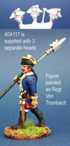 Front Rank Miniatures: 40A117 Hessian Musketeer Sergent In Gaiters, Marching (1 figure) (40mm)