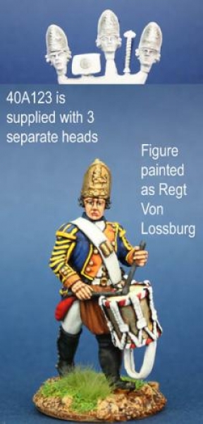 Front Rank Miniatures: 40A123 Hessian Fusilier Drummer In Gaiters, Marching (1 figure) (40mm)