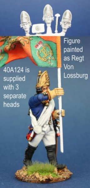 Front Rank Miniatures: 40A124 Hessian Fusilier Standard Bearer In Gaiters, Marching (1 figure) 