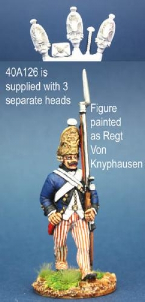 Front Rank Miniatures: 40A126 Hessian Grenadier In Overall, Marching (1 figure) (40mm)
