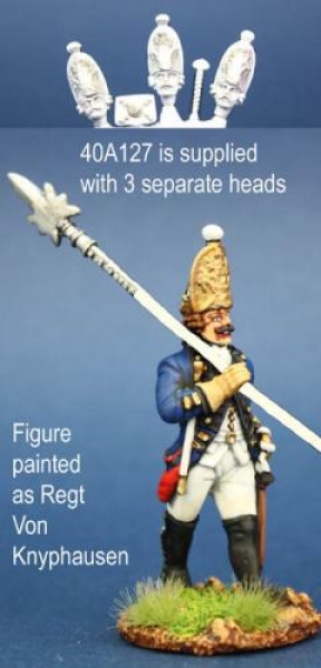 Front Rank Miniatures: 40A127 Hessian Grenadier Sergent In Gaiters, Marching (1 figure) (40mm)