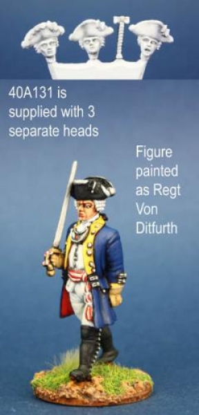 Front Rank Miniatures: 40A131 Hessian Officer In Gaiters, Marching With Sword (1 figure) (40mm)