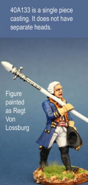 Front Rank Miniatures: 40A133 Hessian Officer In Gaiters, Marching With Spontoon, Holding Hat (