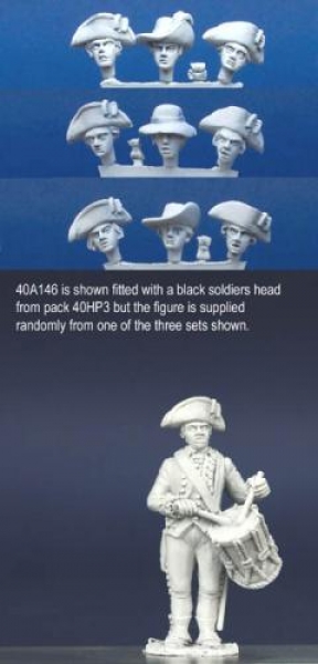 Front Rank Miniatures: 40A146 Standing - Long Regimental Coat - Drummer Standing Playing (1 fig