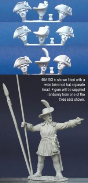 Front Rank Miniatures: 40A153 Standing - Hunting Shirt - Standard Bearer / Officer Pointing (1 
