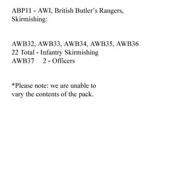 Front Rank Miniatures: ABP11 Butlers Rangers Skirmishing (Provincial Battalion) (24 Figures)