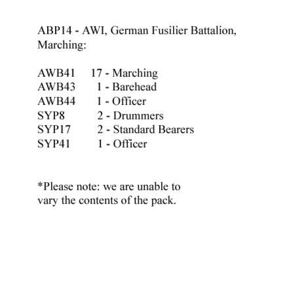 Front Rank Miniatures: ABP14 German Fusiliers Marching (24 Figures)