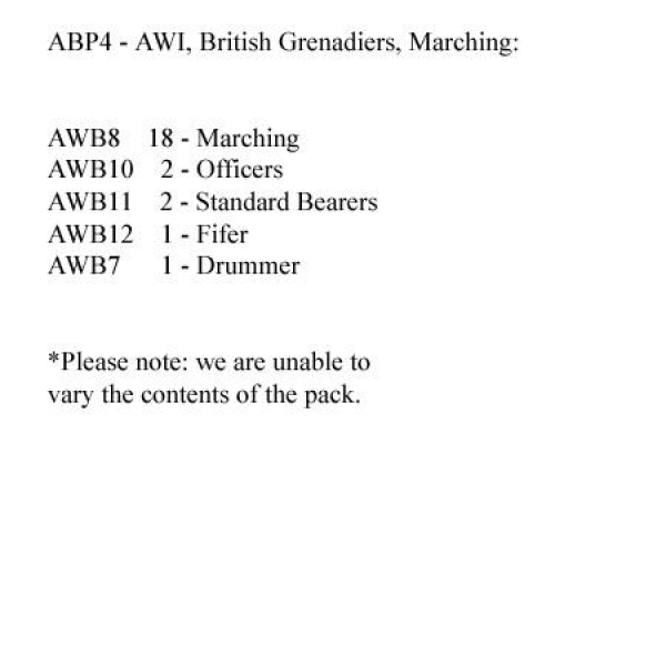 Front Rank Miniatures: ABP4 British Grenadiers Marching Battalion Pack (24 Figures)