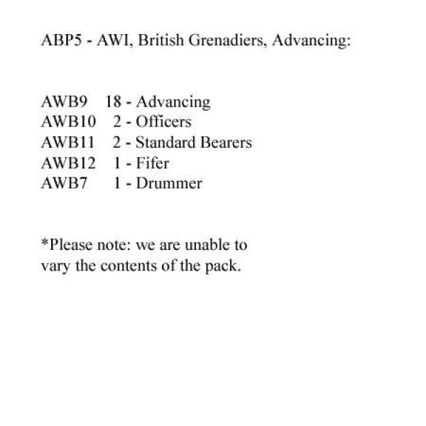 Front Rank Miniatures: ABP5 British Grenadiers Advancing Battalion Pack (24 Figures)