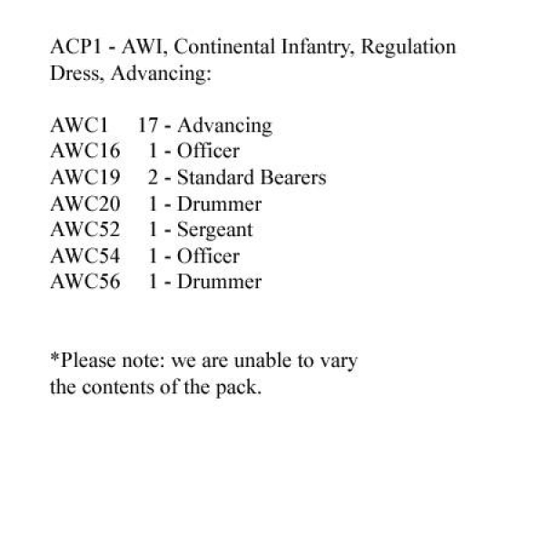 Front Rank Miniatures: ACP1 Continental Infantry Regulation Dress, Advancing (24 Figures)