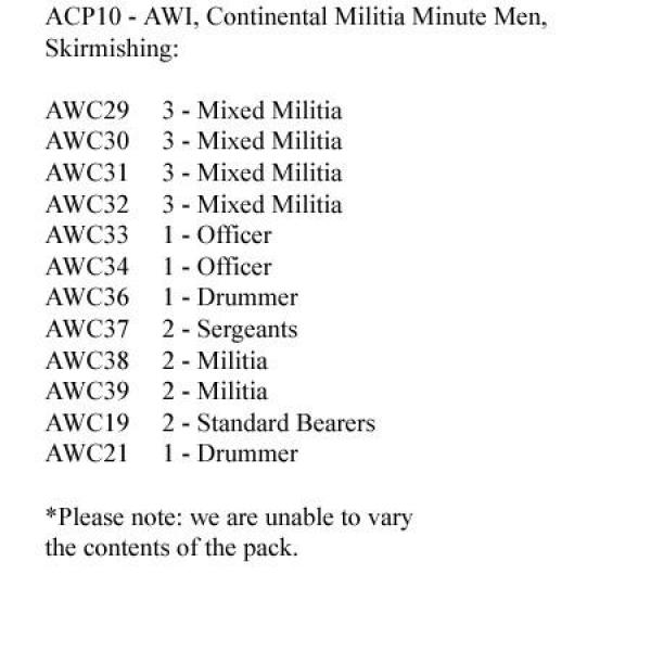 Front Rank Miniatures: ACP10 Continental Militia/Minutemen Skirmishing (24 Figures)