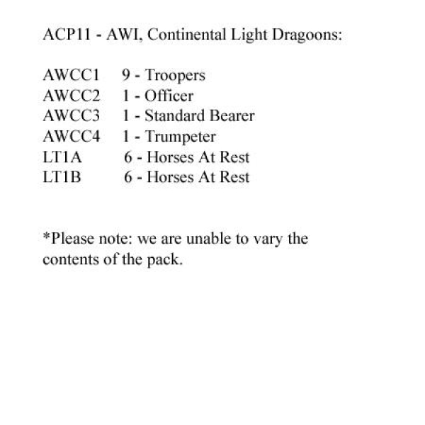 Front Rank Miniatures: ACP11 Continental Light Dragoons (12 Mounted Figures)