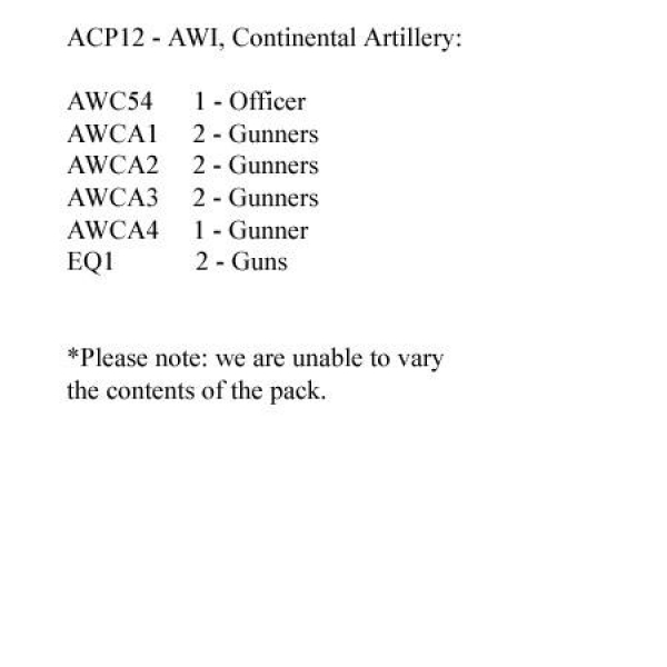 Front Rank Miniatures: ACP12 Continental Artillery - (2 x 3lb Guns & 8 Crew)