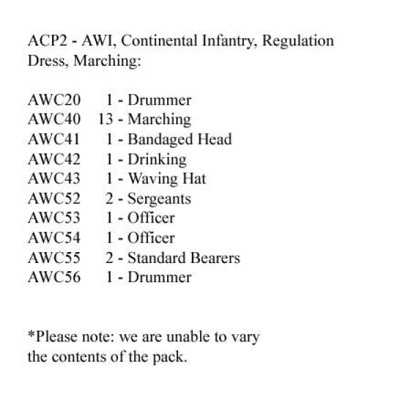Front Rank Miniatures: ACP2 Continental Infantry Regulation Dress, Marching (24 Figures)