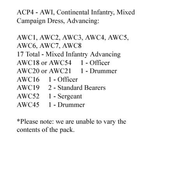 Front Rank Miniatures: ACP4 Continental Infantry Mixed Campaign Dress, Advancing (24 Figures)