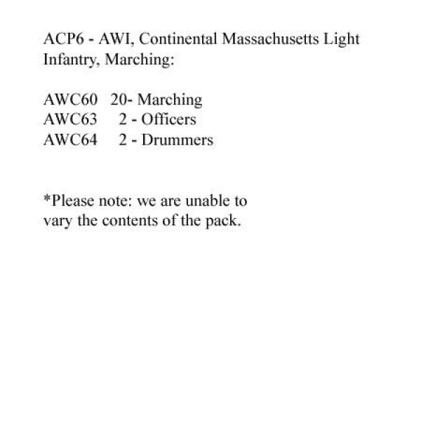 Front Rank Miniatures: ACP6 Massachusetts Light Infantry Marching (24 Figures)