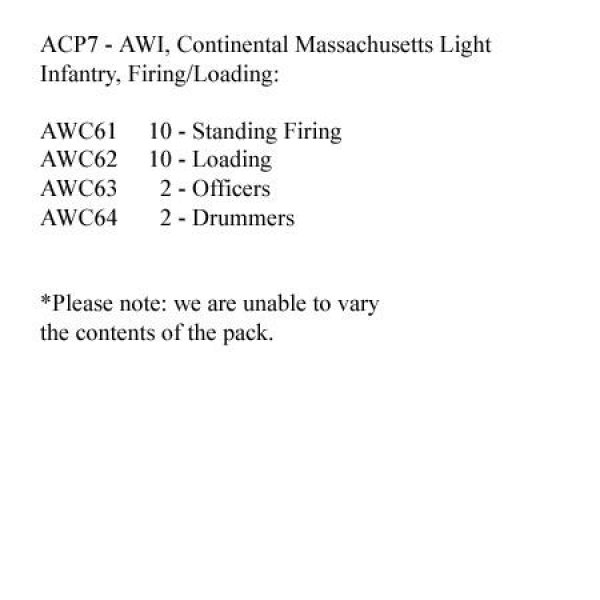 Front Rank Miniatures: ACP7 Massachusetts Light Infantry Firing/Loading (24 Figures)