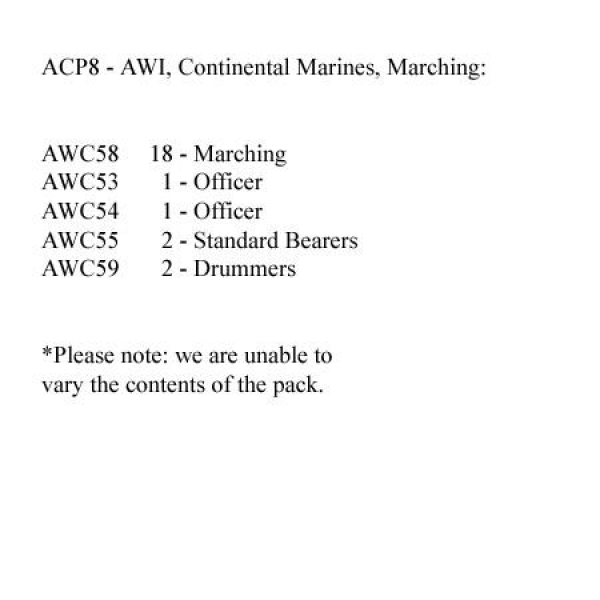 Front Rank Miniatures: ACP8 Continental Marines Marching (24 Figures)