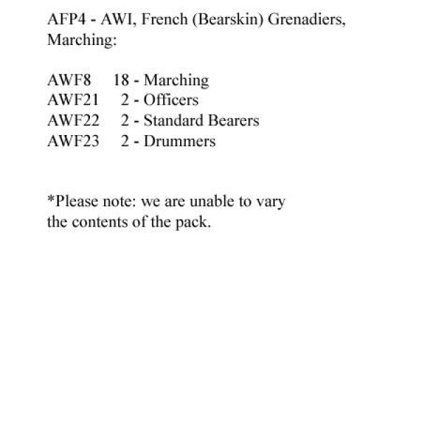 Front Rank Miniatures: AFP4 French Grenadiers, Bearskin, Marching (24 Figures)