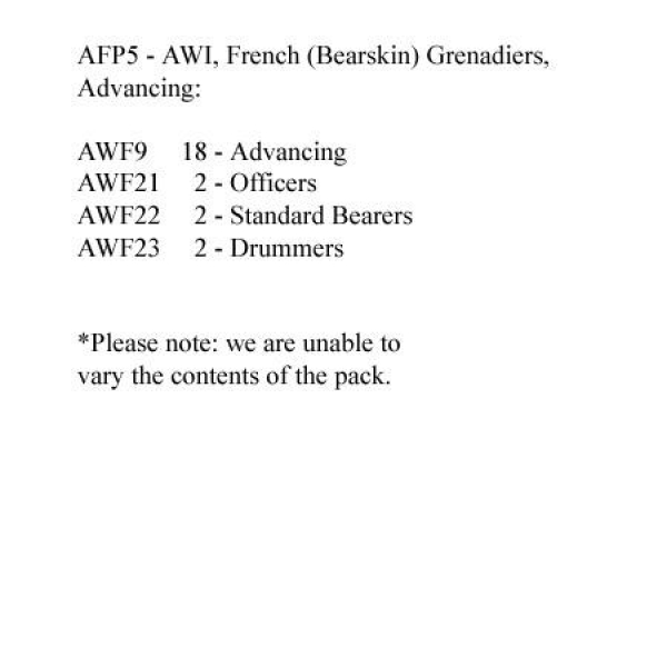 Front Rank Miniatures: AFP5 French Grenadiers, Bearskin, Advancing (24 Figures)