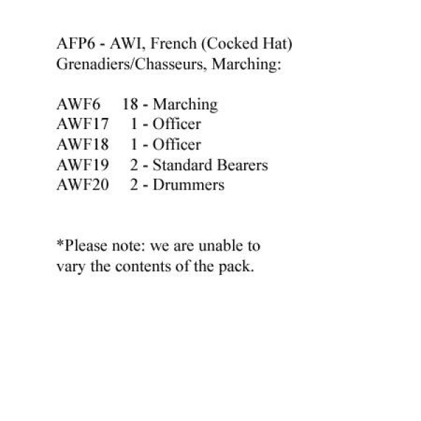 Front Rank Miniatures: AFP6 French Grenadiers/Chasseurs, Cocked Hat, Marching (24 Figures)