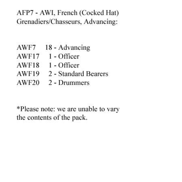 Front Rank Miniatures: AFP7 French Grenadiers/Chasseurs, Cocked Hat, Advancing (24 Figures)