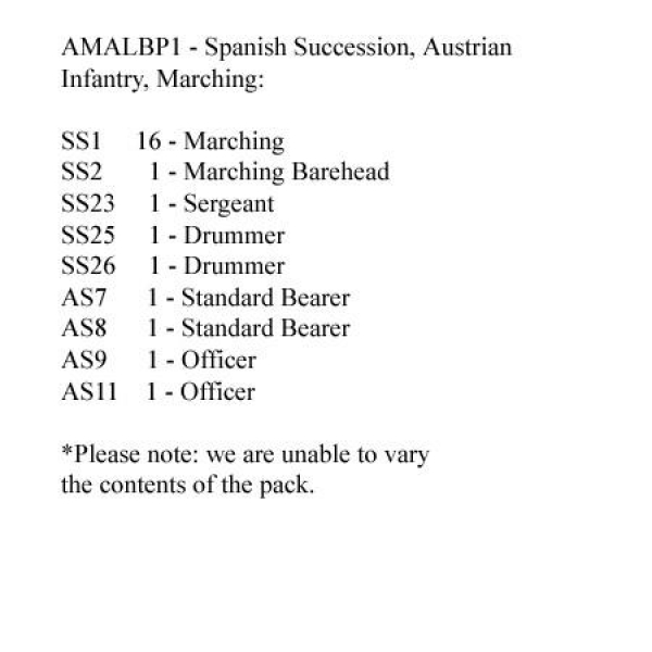 Front Rank Miniatures: AMALBP1 Austrian Musketeers Marching Shouldered Muskets (24 Figures)