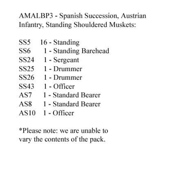 Front Rank Miniatures: AMALBP3 Austrian Musketeers Standing Shouldered Muskets (24 Figures)