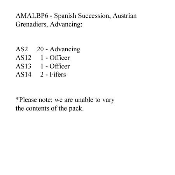 Front Rank Miniatures: AMALBP6 Austrian Grenadiers Advancing (24 Figures)