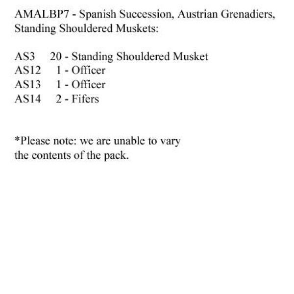 Front Rank Miniatures: AMALBP7 Austrian Grenadiers Standing Shouldered Muskets (24 Figures)