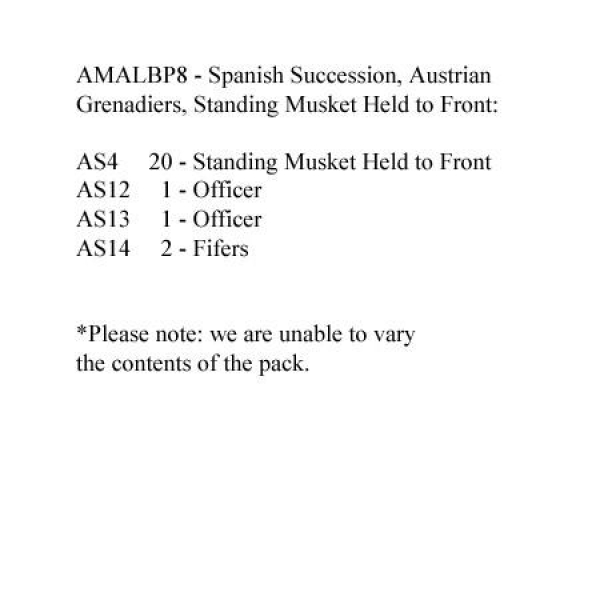 Front Rank Miniatures: AMALBP8 Austrian Grenadiers Standing Musket Held To Front (24 Figures)