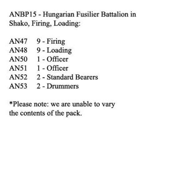 Front Rank Miniatures: ANBP15 Hungarian Fusilier Battalion In Shako, Firing / Loading (24 Figur