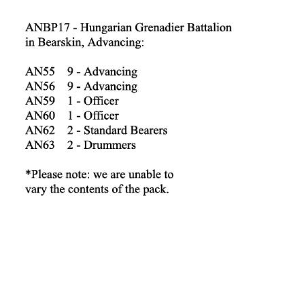 Front Rank Miniatures: ANBP17 Hungarian Grenadier Battalion In Bearskin, Advancing (24 Figures)