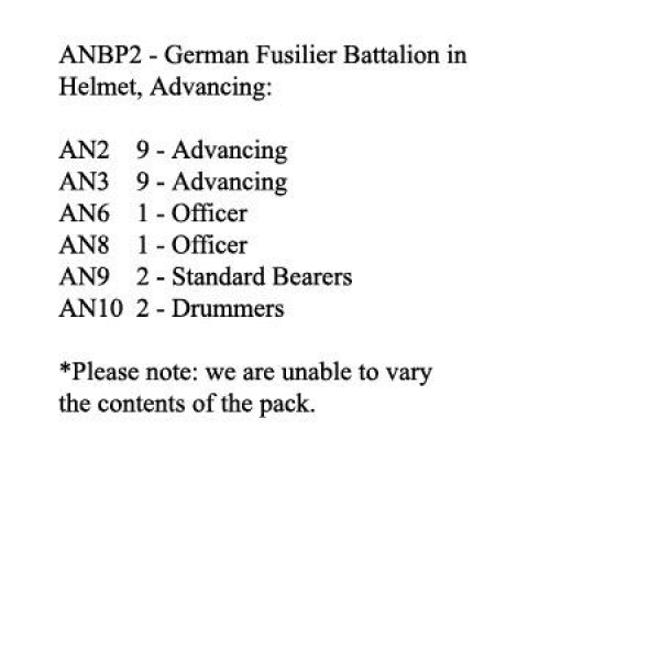 Front Rank Miniatures: ANBP2 German Fusilier Battalion In Helmet, Advancing (24 Figures)
