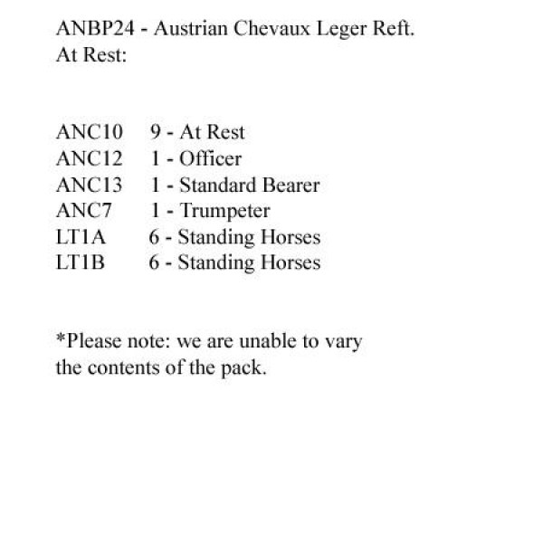 Front Rank Miniatures: ANBP24 Austrian Chevaux Leger Regiment, At Rest (12 Mounted Figures)