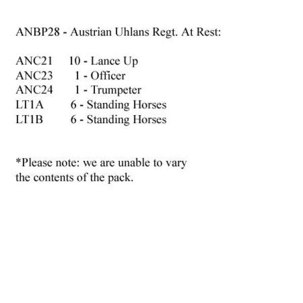 Front Rank Miniatures: ANBP28 Austrian Uhlans Regiment, At Rest (12 Mounted Figures)