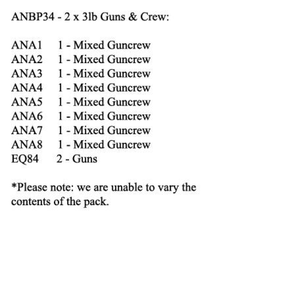 Front Rank Miniatures: ANBP34 Austrian 2 x 3lb Guns And 8 Crew