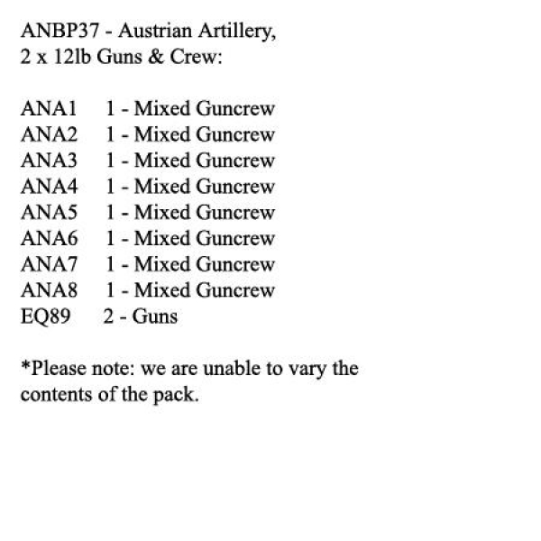 Front Rank Miniatures: ANBP37 Austrian 2 x 12lb Field Gun And Crew