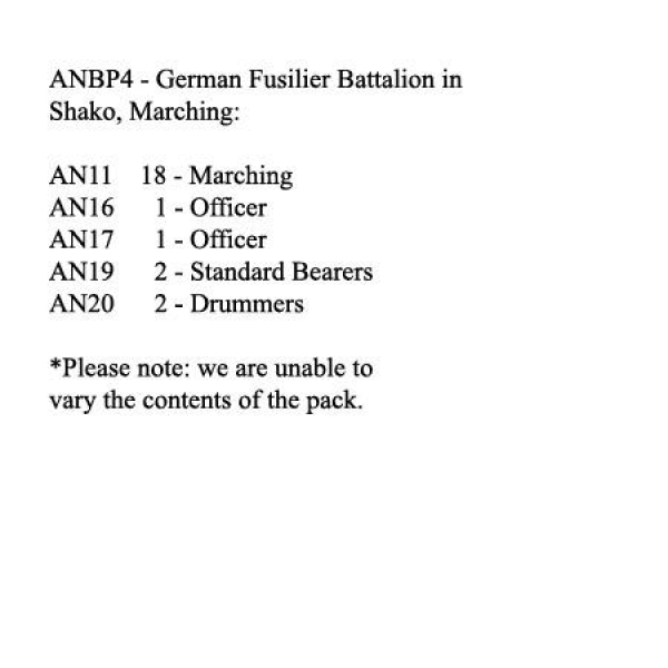 Front Rank Miniatures: ANBP4 German Fusilier Battalion In Shako, Marching (24 Figures)