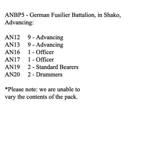 Front Rank Miniatures: ANBP5 German Fusilier Battalion In Shako, Advancing (24 Figures)