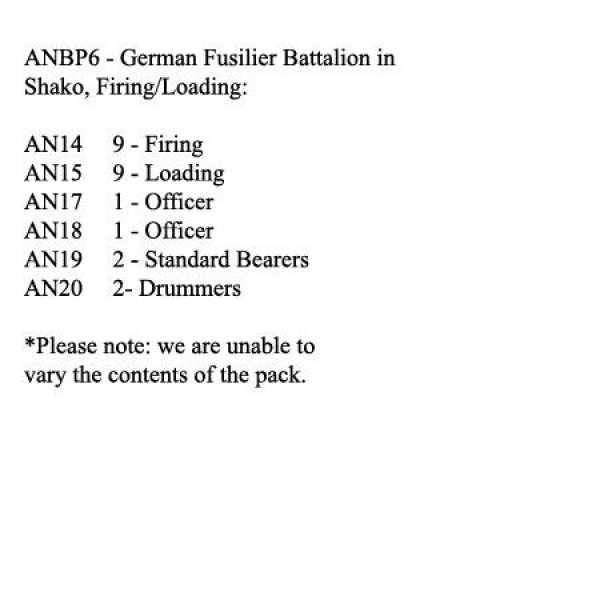 Front Rank Miniatures: ANBP6 German Fusilier Battalion In Shako, Firing / Loading (24 Figures)