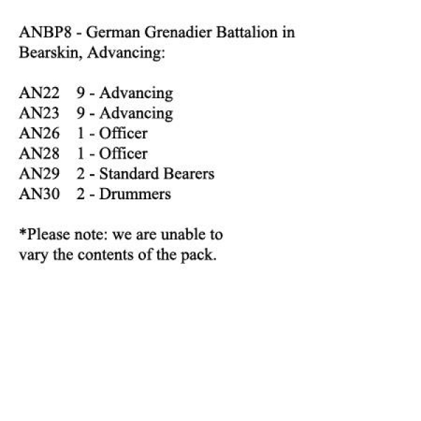 Front Rank Miniatures: ANBP8 German Grenadier Battalion In Bearskin, Advancing (24 Figures)