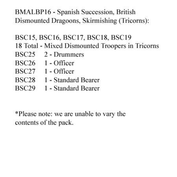 Front Rank Miniatures: BMALBP16 British Dismounted Dragoon Skirmishing, In Tricorn (24 Figures)